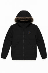 Men’s Black Fur Hood Puffer Jacket